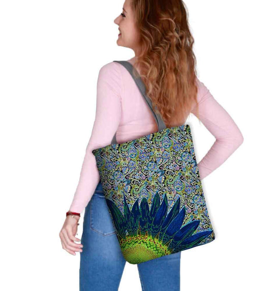 Canvas Cordura Olkalaukku/Ostoskassi - Blue Flower Kukka - Sunny Line Bertoni - Porokoru