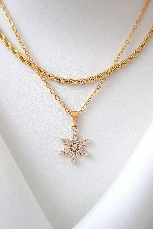24-K Kullattu Lumihiutalekaulakoru Cubic Zirconia Kivillä - Divine Dulcet - Porokoru