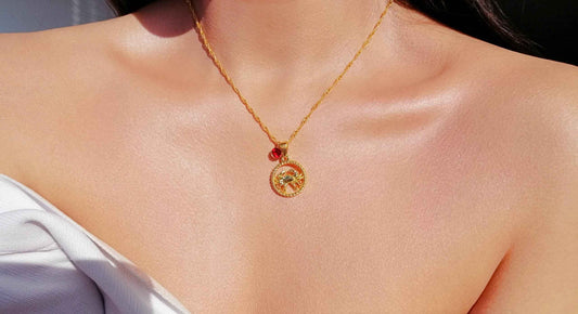18K Zodiac Sign and Birthstone Necklace