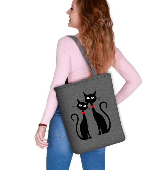 Canvas Cordura Olkalaukku/Ostoskassi - Black Cats - Sunny Line Bertoni - Porokoru