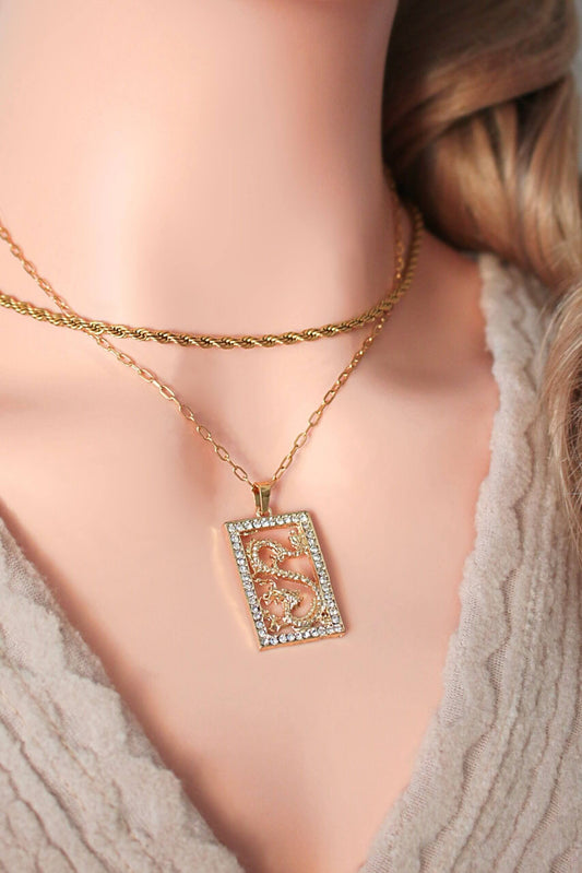 24-K Kullattu Kiinalainen Lohikäärmekaulakoru - Divine Dulcet