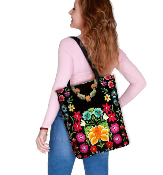 Canvas Cordura Olkalaukku/Ostoskassi - Puebla Kukat - Sunny Line Bertoni - Porokoru