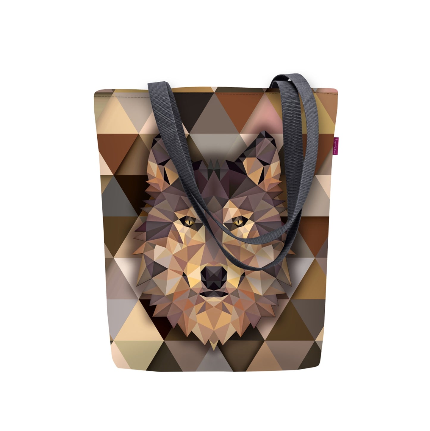 Susilaukku, Olkalaukku shoppailuun suden kuvalla. Ekologinen kestolaukku.