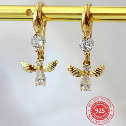 18K Gold Plated 925 Sterling Silver Bee Earrings - Divine Dulcet