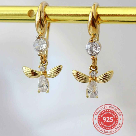 18K Gold Plated 925 Sterling Silver Bee Earrings - Divine Dulcet