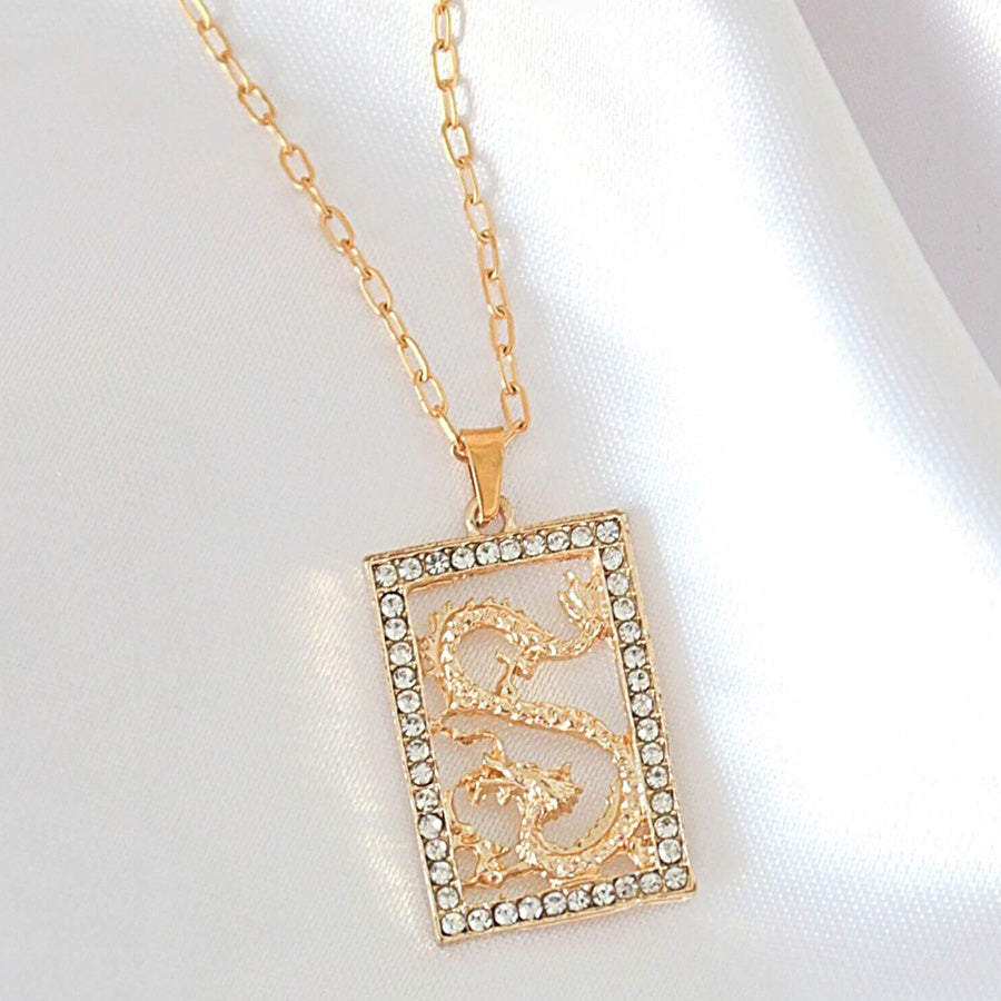 24-K Kullattu Kiinalainen Lohikäärmekaulakoru - Divine Dulcet