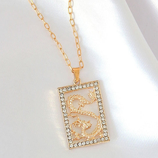 24-K Kullattu Kiinalainen Lohikäärmekaulakoru - Divine Dulcet