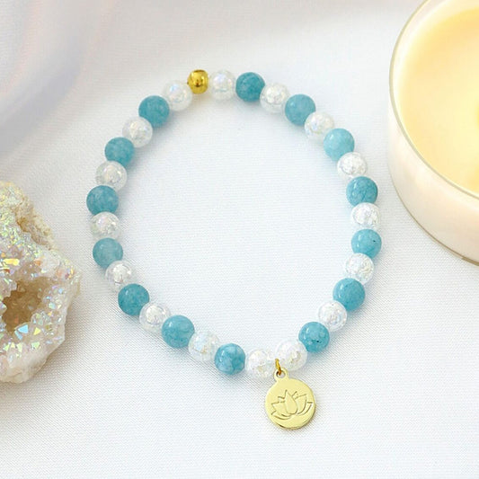 Elastinen 24-Karaatin Rannekoru Aquamarine Divine Dulcet