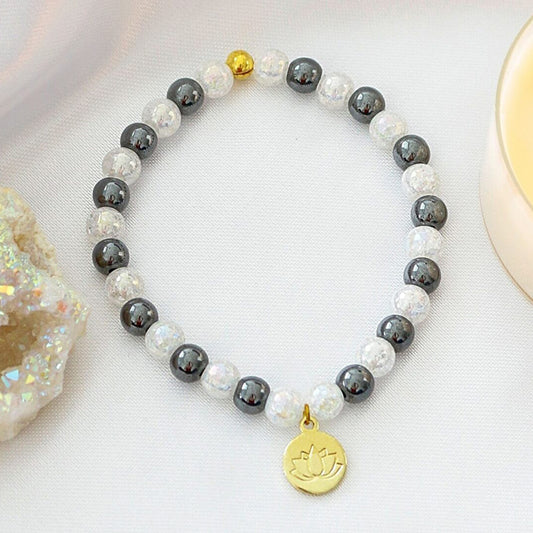 Elastinen 24-Karaatin Rannekoru Hematite Divine Dulcet