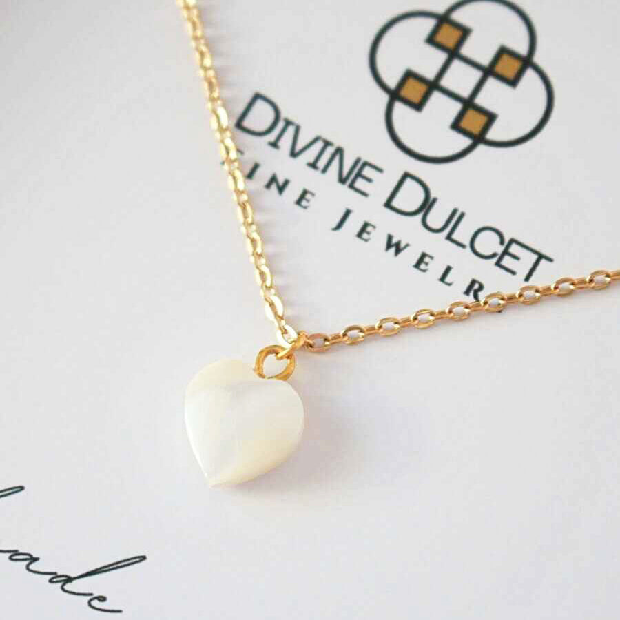 24K Gold Plated Heart-Shaped Shell Necklace - Divine Dulcet