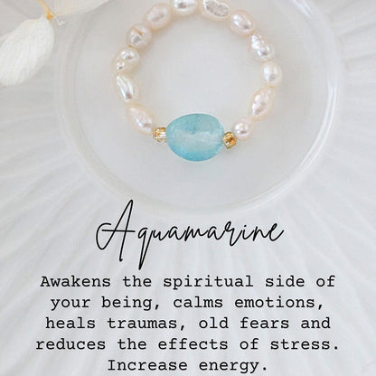 Naturlig kristall-sötvattenspärlaring - Divine Dulcet