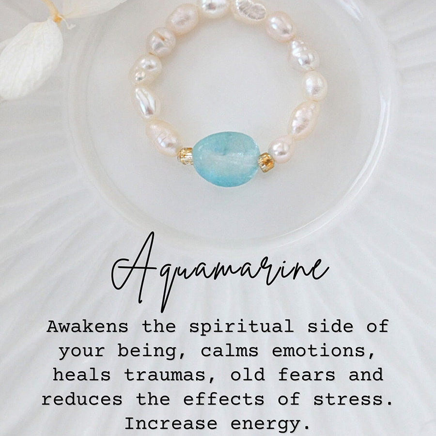 Naturlig kristall-sötvattenspärlaring - Divine Dulcet