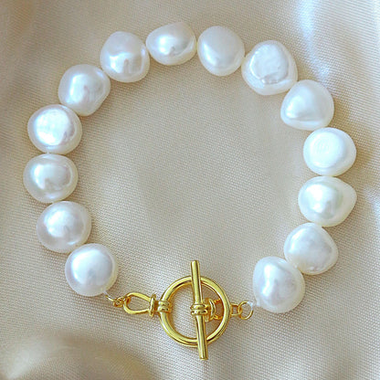 Barokkityylinen Makenvedenhelmi 18-K Keltakullattu Rannekoru - Divine Dulcet