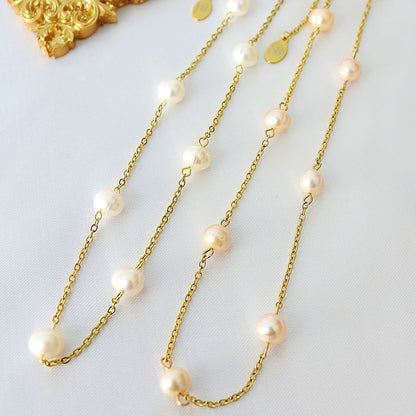 24-Karaatin Kullattu Barokkityylinen Makeanvedenhelmiketju - Divine Dulcet