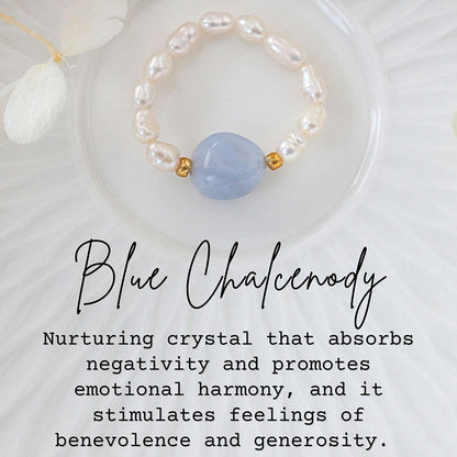 Naturlig kristall-sötvattenspärlaring - Divine Dulcet