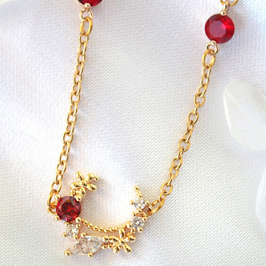 24-K Kullattu Keijupuutarha Kaulakoru CZ-Kivillä - Divine Dulcet