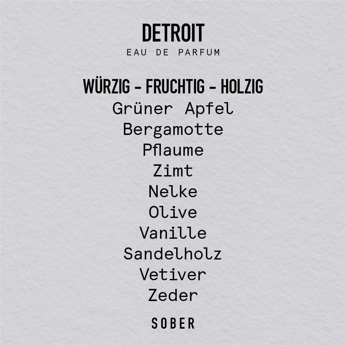 Sober Detroit Parfyymi 50ml - Unisex Eau de Parfum