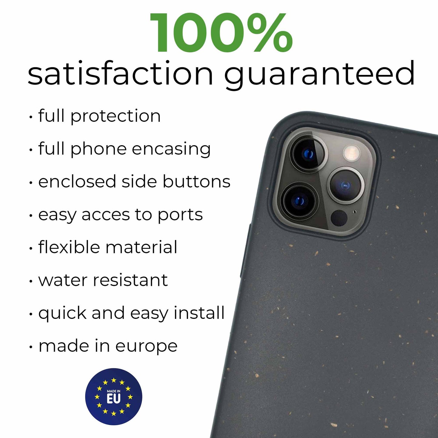 Wheat Seed Biodegradable Phone Case for iPhone - Black