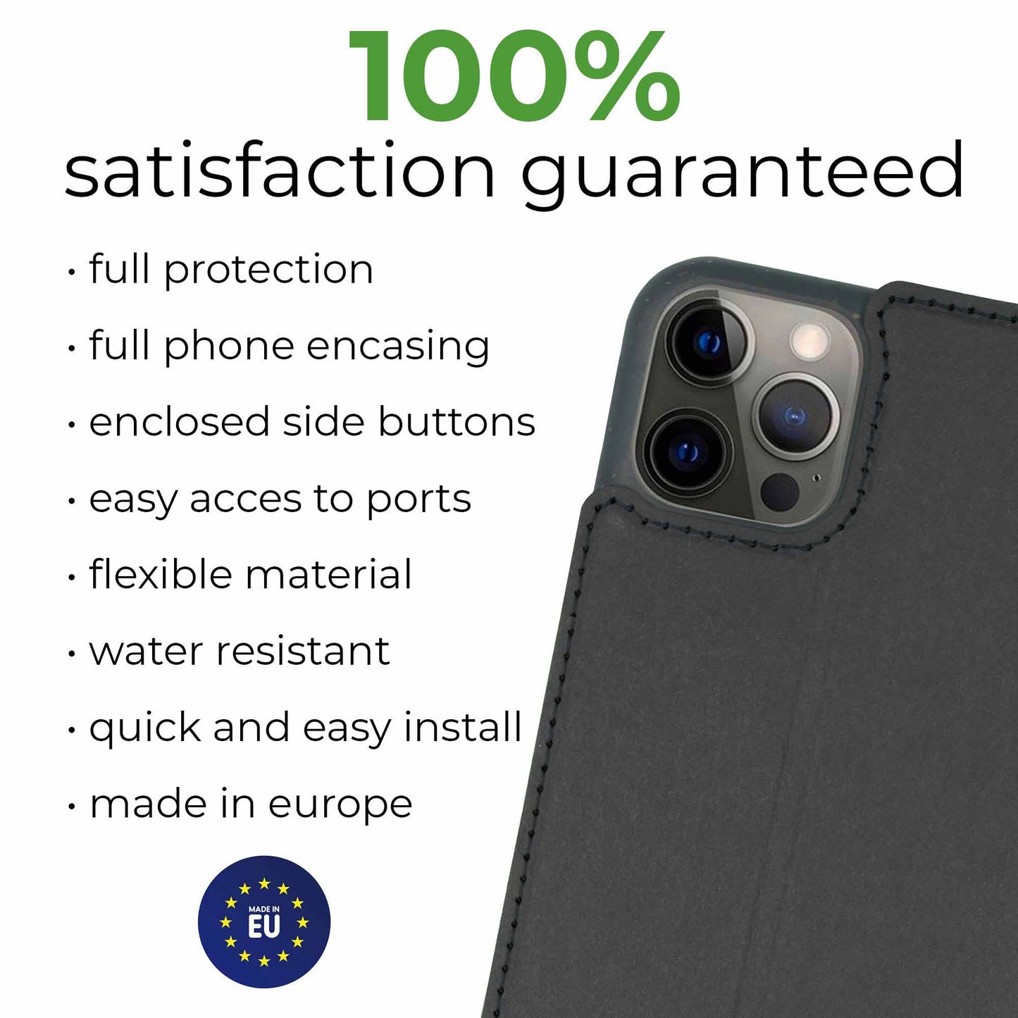 Biodegradable Black Flip Phone Case iPhone - MMore