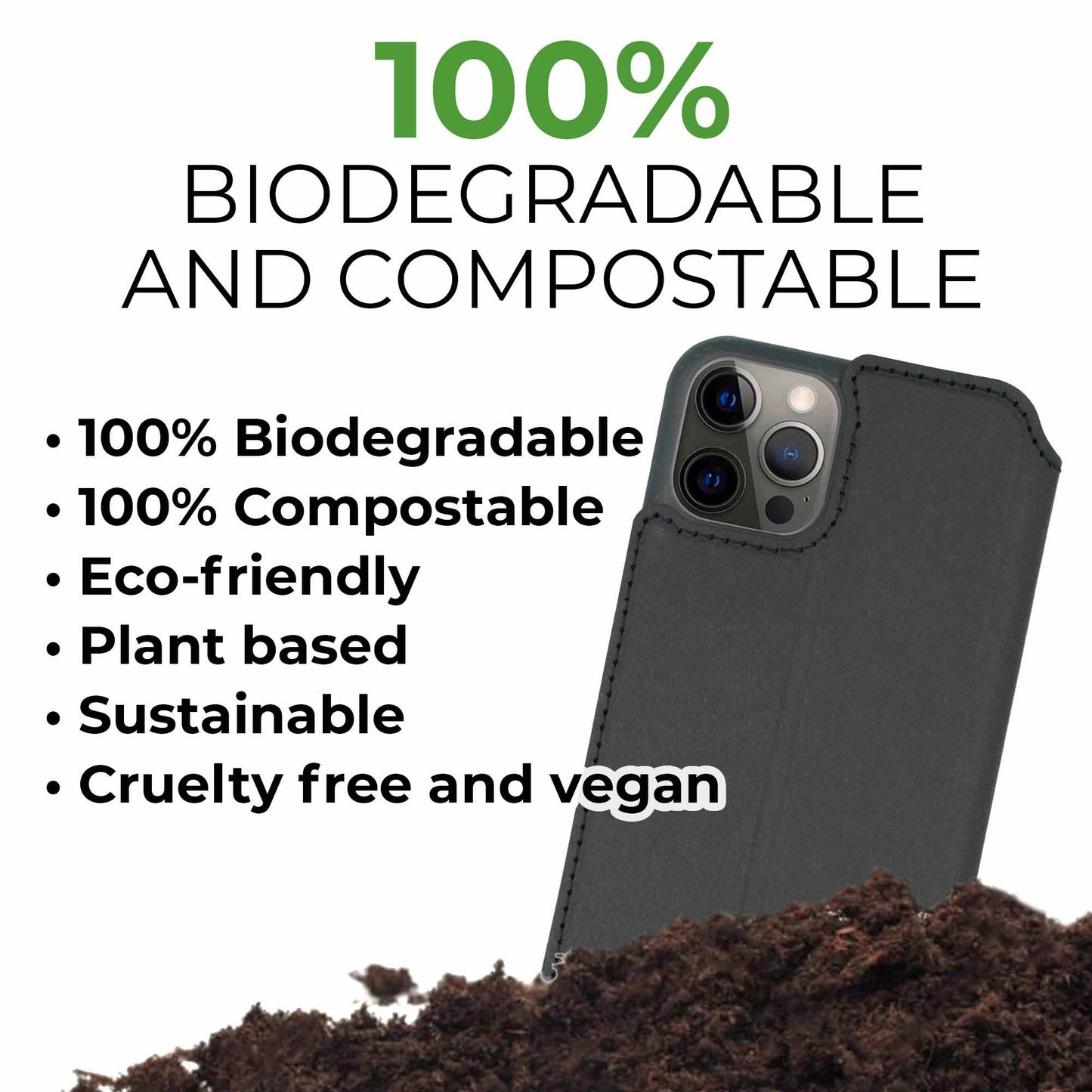 Biodegradable Black Flip Phone Case iPhone - MMore
