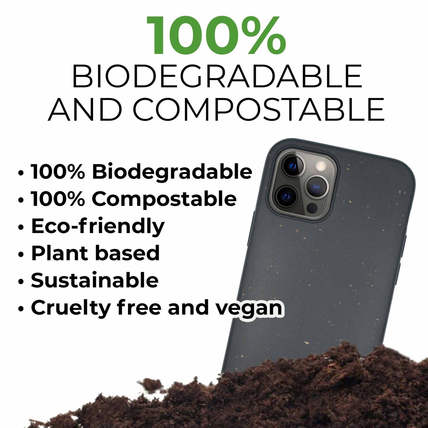 Wheat Seed Biodegradable Phone Case for iPhone - Black