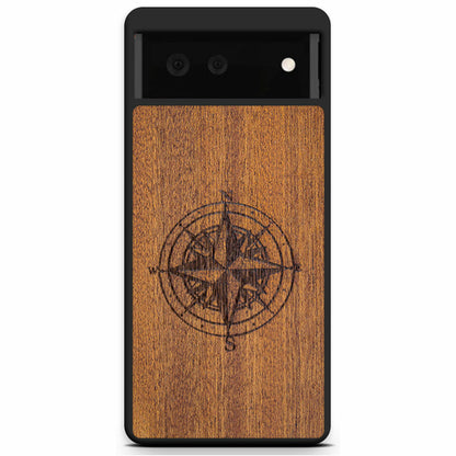 Mahogany Wood Phone Cover - Compass - MMore