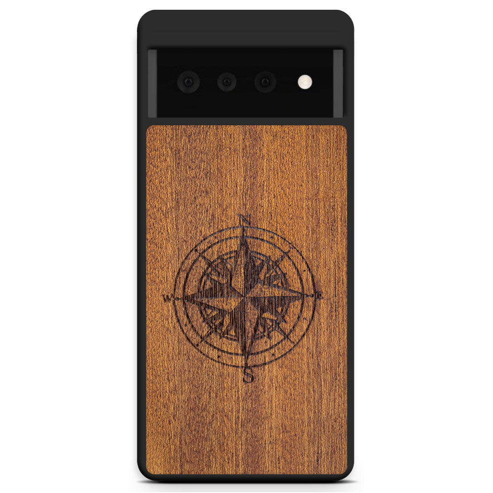 Mahogany Wood Phone Cover - Compass - MMore