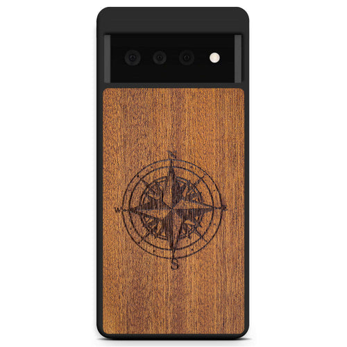 Mahogany Wood Phone Cover - Compass - MMore