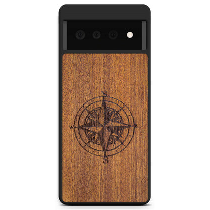Mahogany Wood Phone Cover - Compass - MMore
