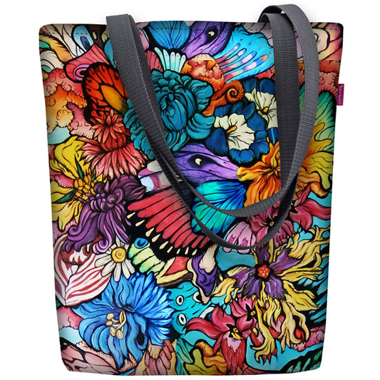 Hippilaukku Festareille. Vedenkestävä shopperbag olalle. Porokoru.com