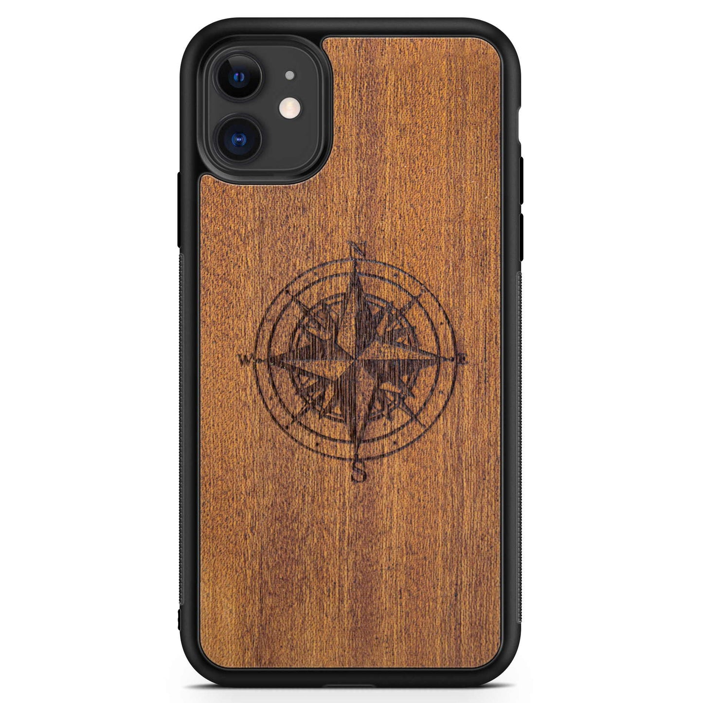 Mahogany Wood Phone Cover - Compass - MMore