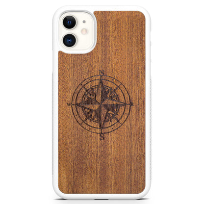 Mahogany Wood Phone Cover - Compass - MMore