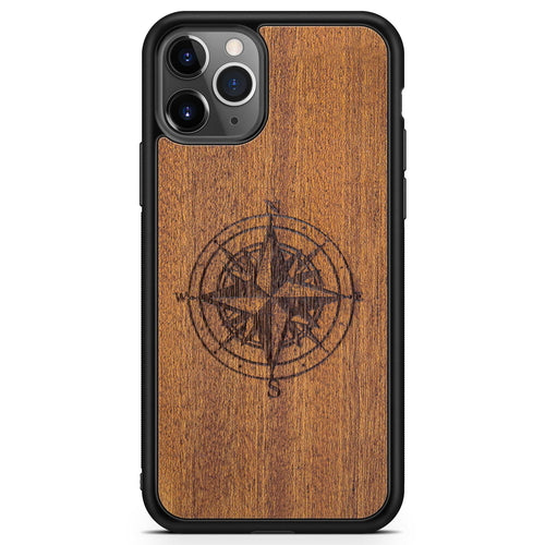 Mahogany Wood Phone Cover - Compass - MMore