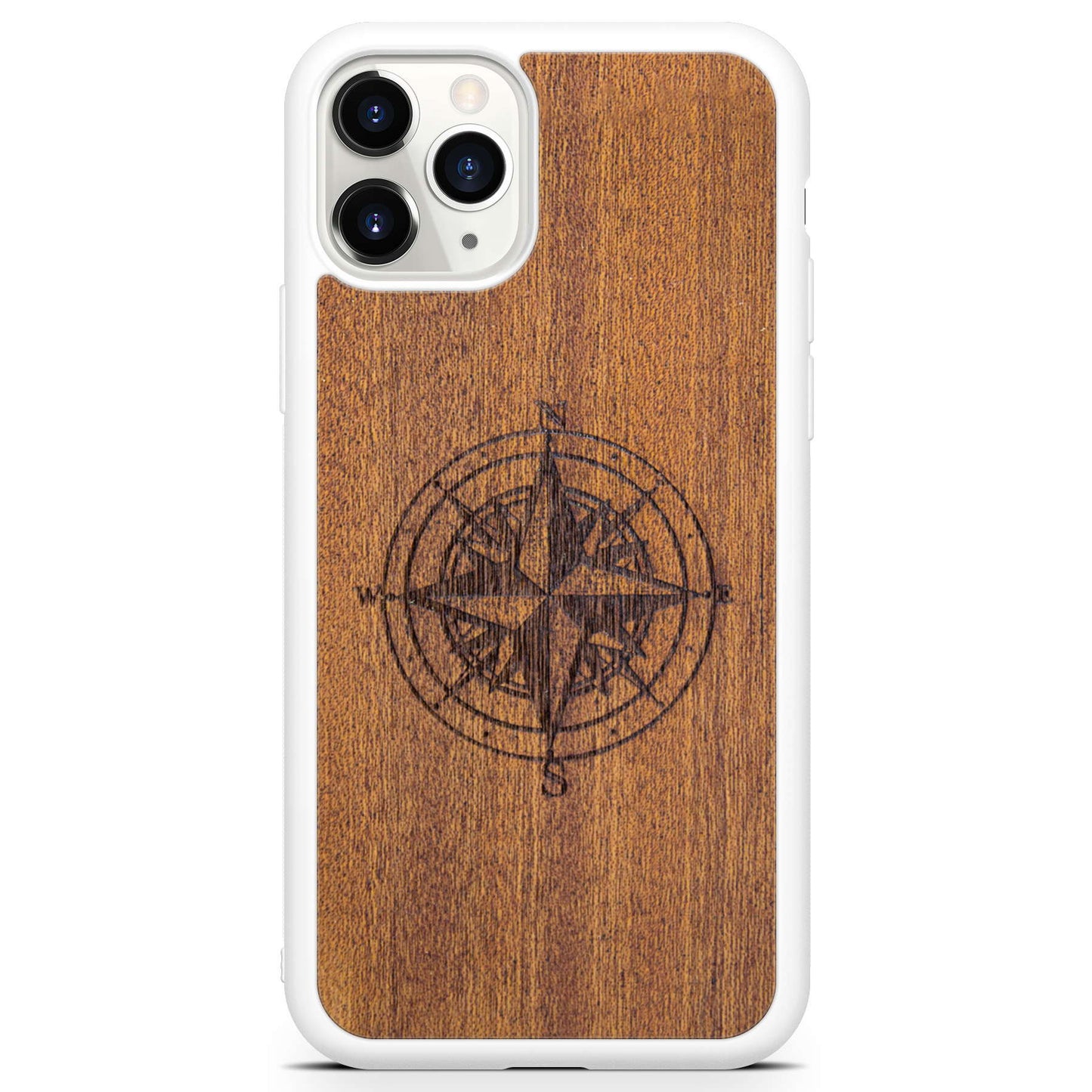 Mahogany Wood Phone Cover - Compass - MMore