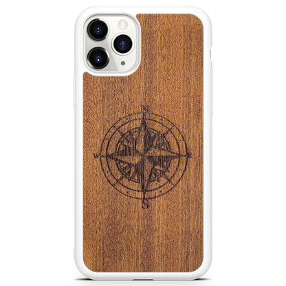 Mahogany Wood Phone Cover - Compass - MMore