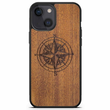 Mahogany Wood Phone Cover - Compass - MMore