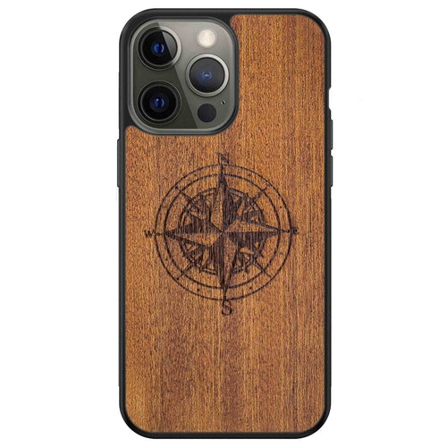 Mahogany Wood Phone Cover - Compass - MMore