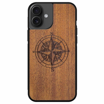 Mahogany Wood Phone Cover - Compass - MMore