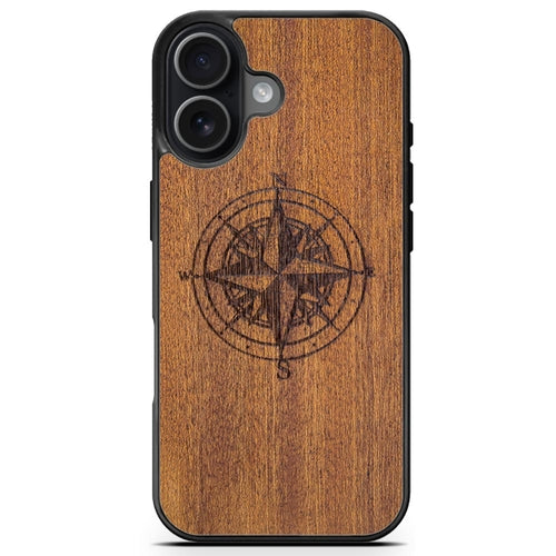 Mahogany Wood Phone Cover - Compass - MMore