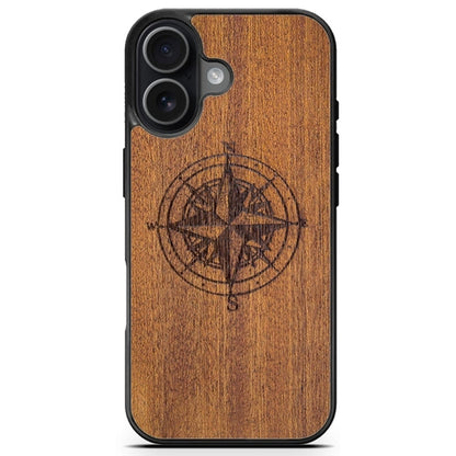 Mahogany Wood Phone Cover - Compass - MMore