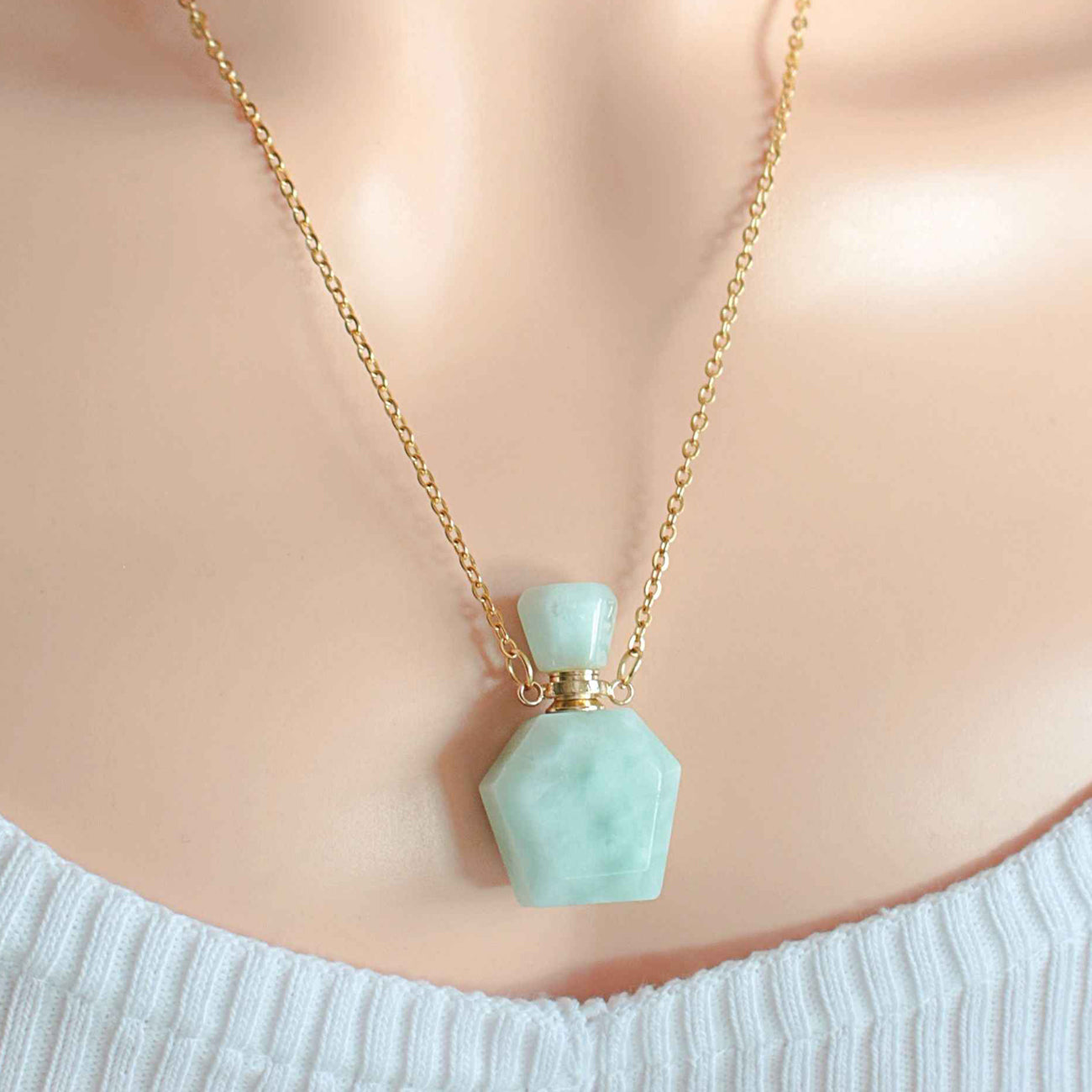 Amazonite Crystal Gold Necklace Natural Stone 24-Karat - Divine Dulcet