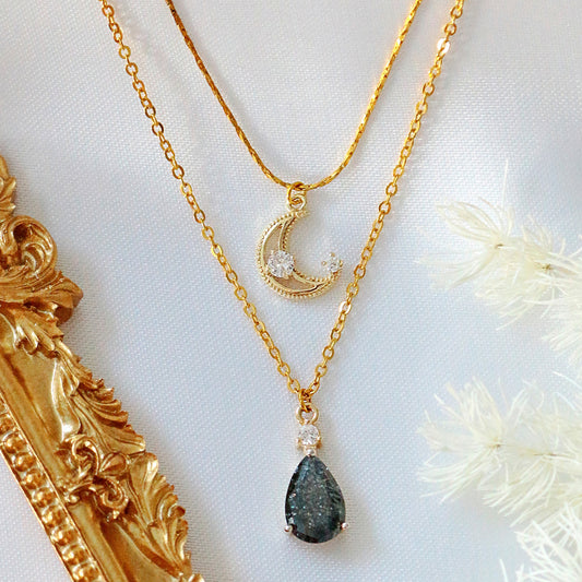 Kullattu 18-Karaatin Cubic Zirconia Kuuriipus ja Pisarariipus - Divine Dulcet