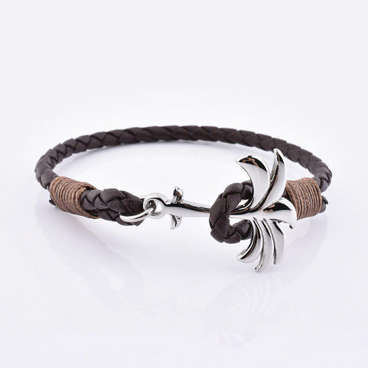 Rannekoru Palm Band Oakland Punottu Nahkaranneke - Ruskea