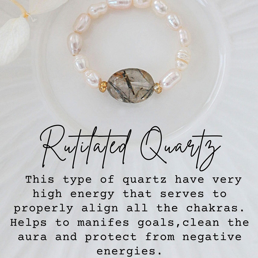 Naturlig kristall-sötvattenspärlaring - Divine Dulcet