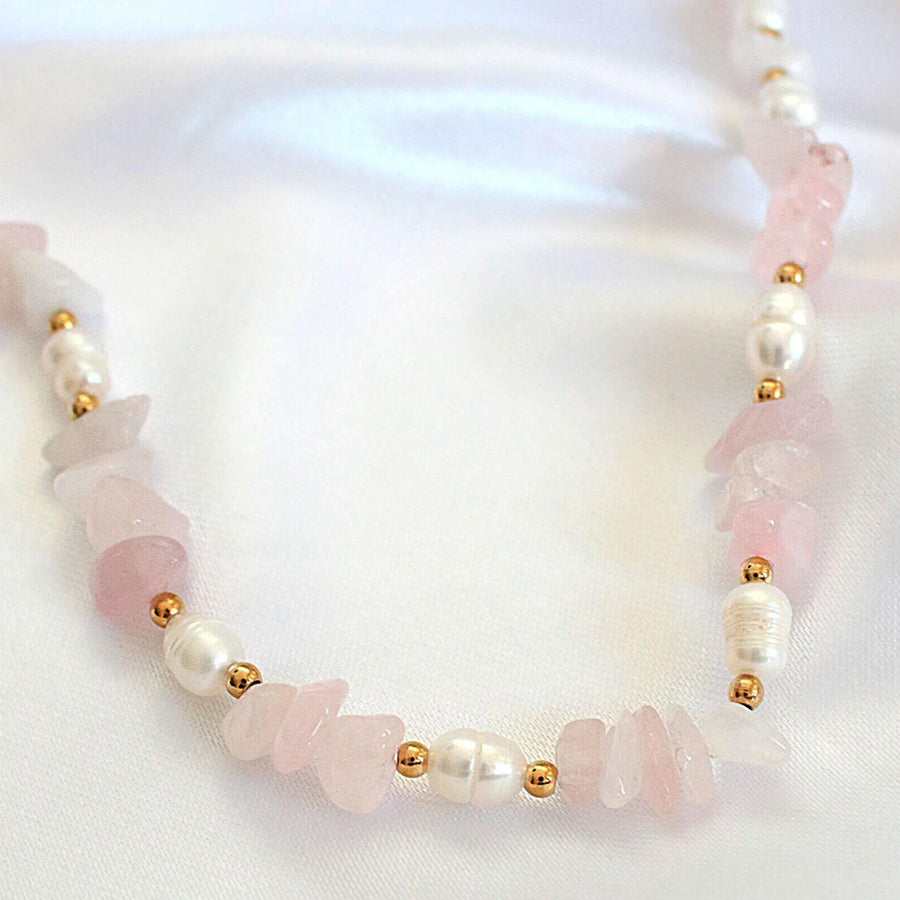 Aito Ruusukvartsikristalli - Makeanvedenhelmikaulakoru - Divine Dulcet