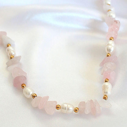 Aito Ruusukvartsikristalli - Makeanvedenhelmikaulakoru - Divine Dulcet