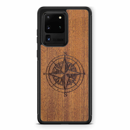 Mahogany Wood Phone Cover - Compass - MMore