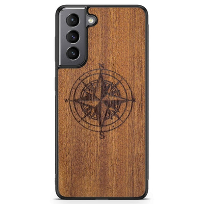 Mahogany Wood Phone Cover - Compass - MMore