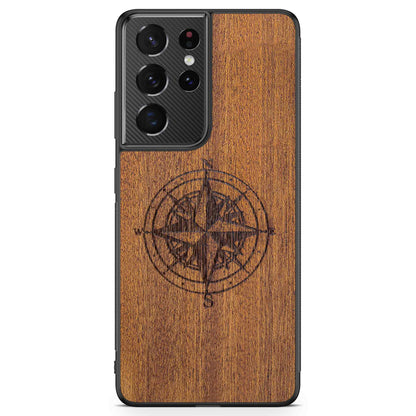 Mahogany Wood Phone Cover - Compass - MMore