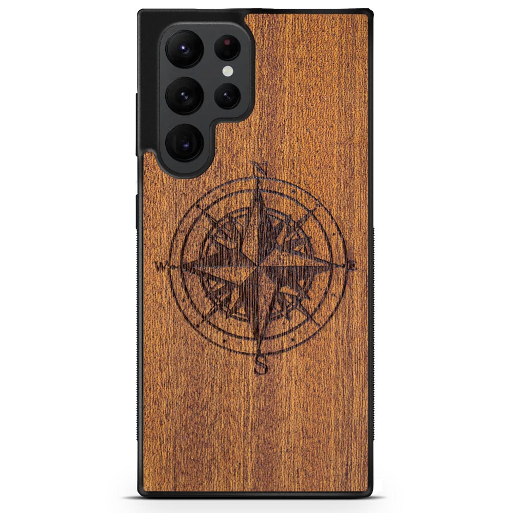 Mahogany Wood Phone Cover - Compass - MMore
